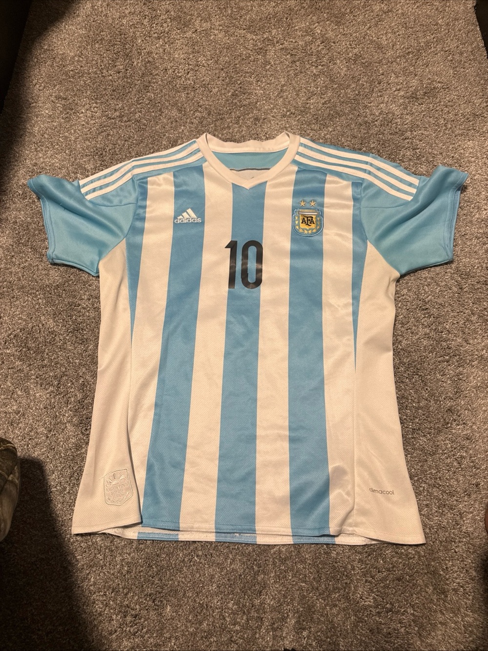 adidas Argentina #10 Messi Home Jersey - Light Blue & White Mens XL
